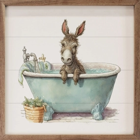 Donkey Green Tub Wood Framed Print 
