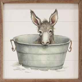 Donkey Metal Tub Wood Framed Print 