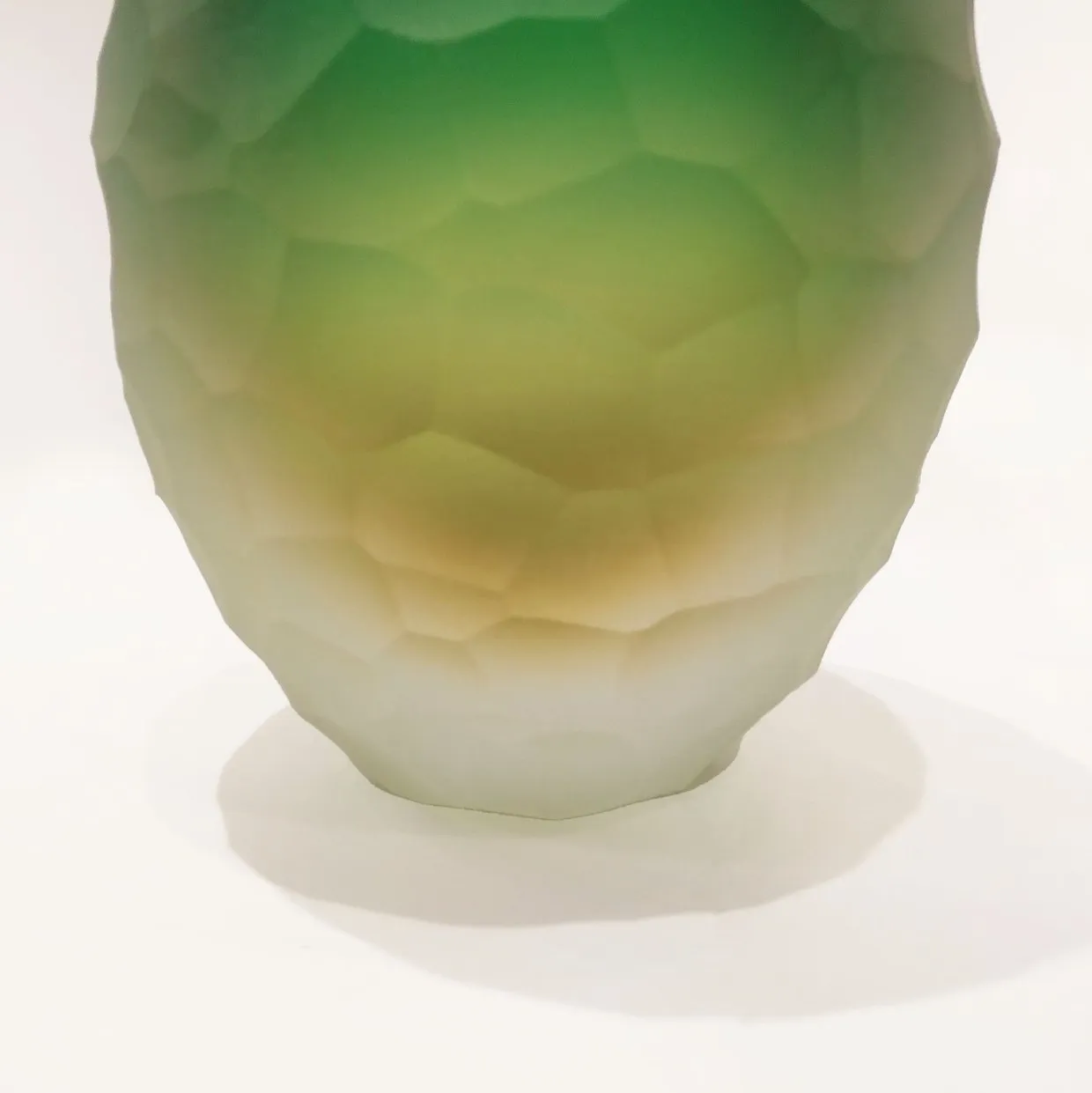 Early 1900s Antique Italian Crystal Green Yellow Layered Murano Glass Bottle
