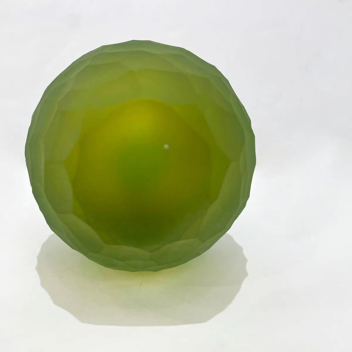Early 1900s Antique Italian Crystal Green Yellow Layered Murano Glass Bottle