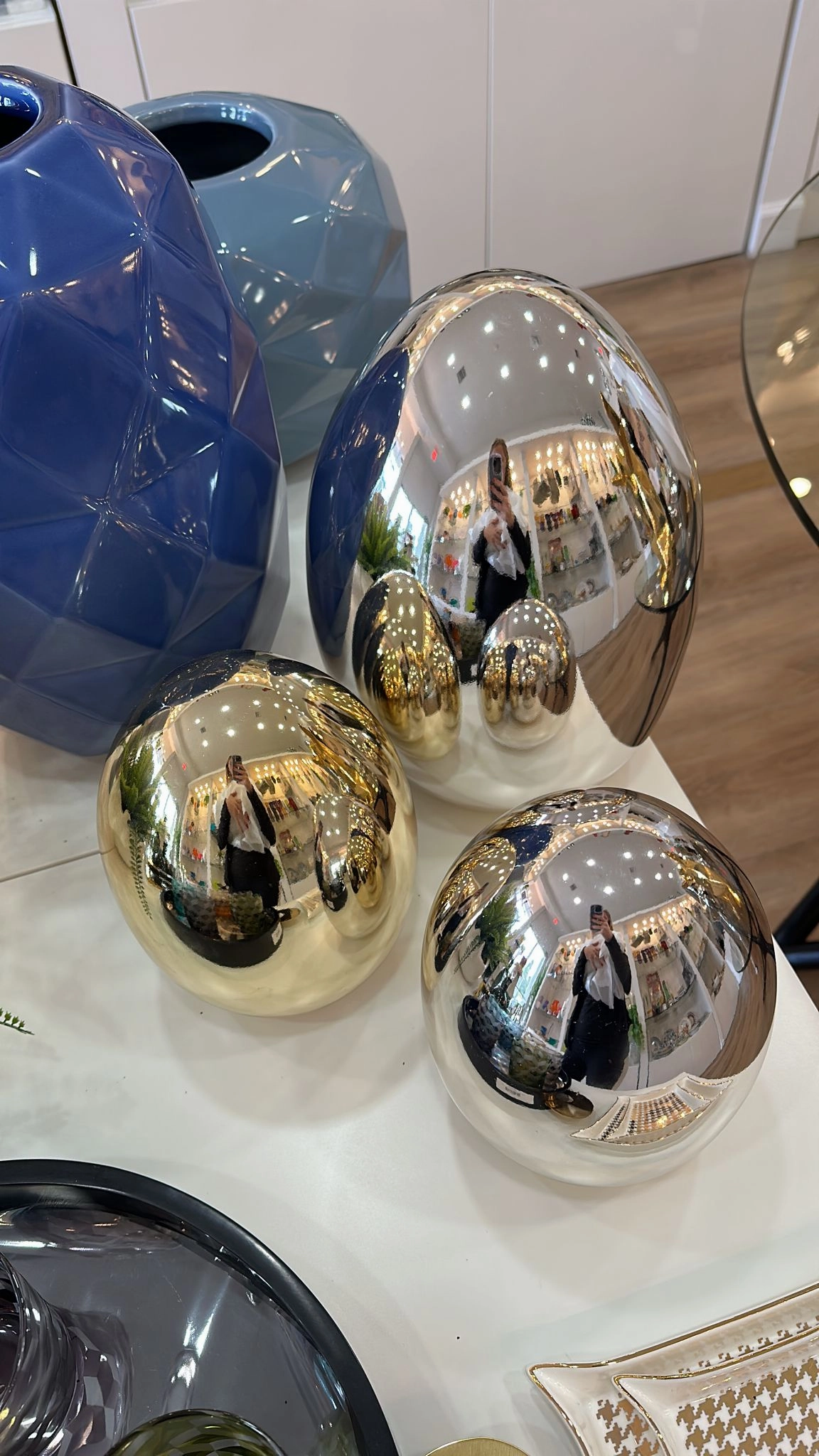 Eggs - Ceramics Chrome Brass Large