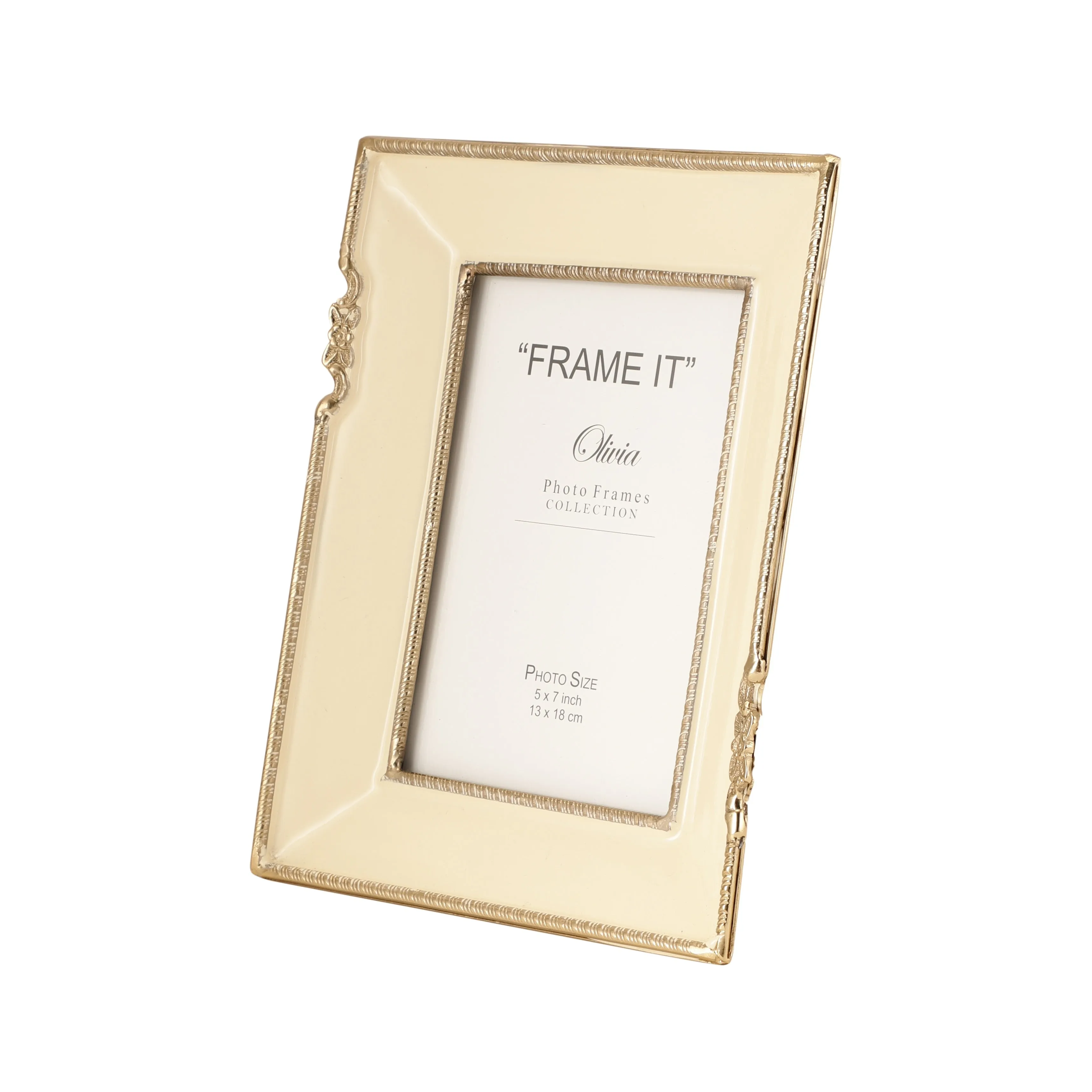 Enamel Embrace Photo frame in  Ivory white