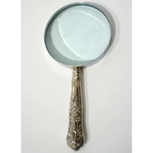 English Art Nouveau Sheffield Sterling Silver Mounted Large Magnifying Glass 