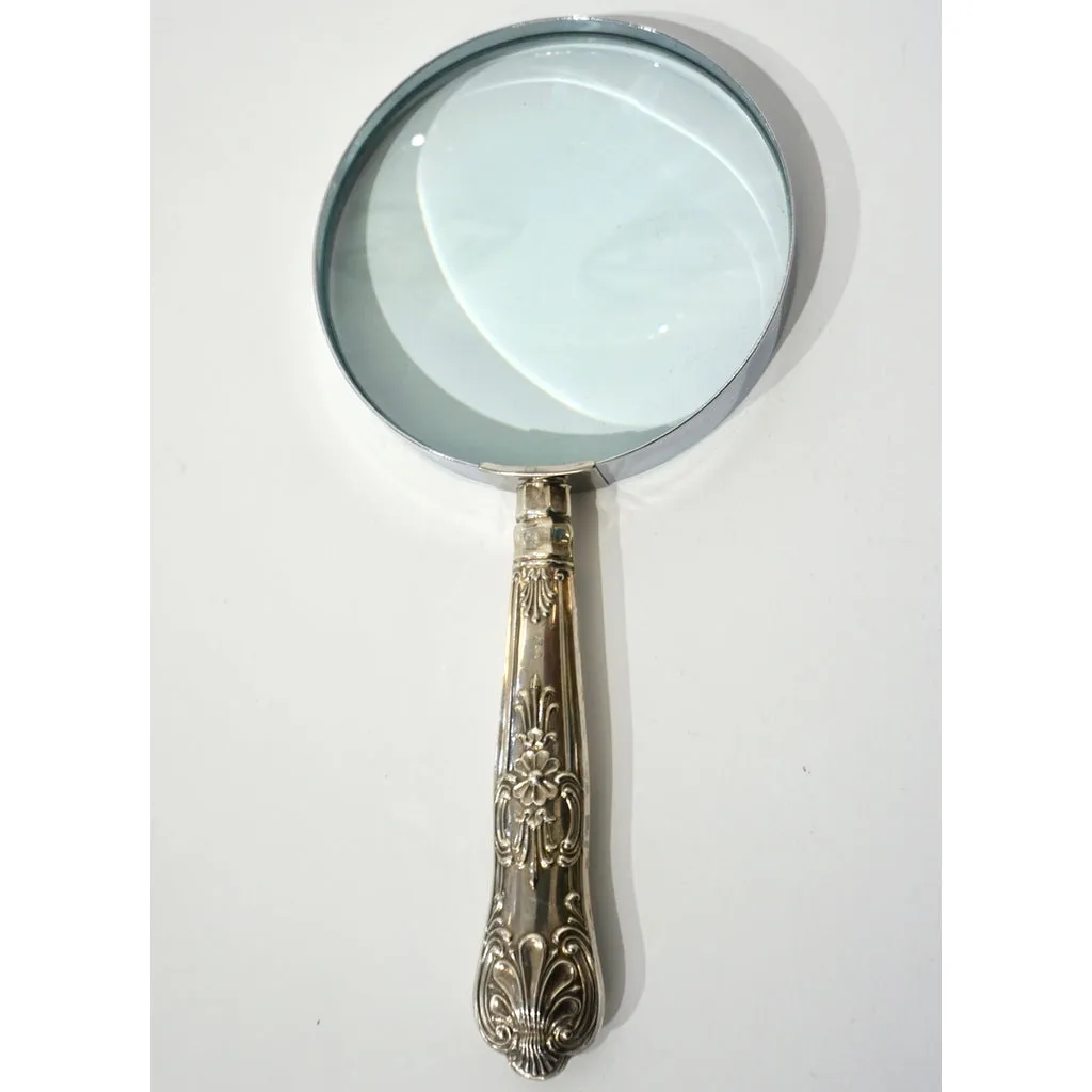 English Art Nouveau Sheffield Sterling Silver Mounted Large Magnifying Glass 