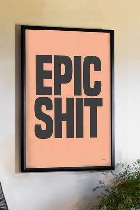 Epic Shit Coral & Black Art Print - Unframed 