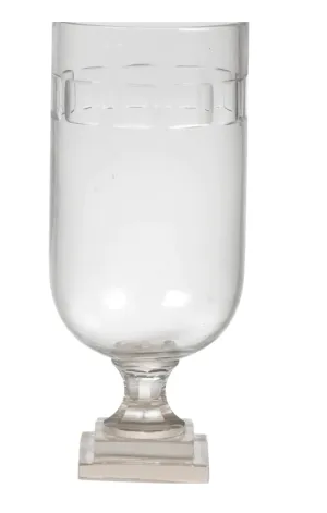 Etched Squares Hurricane Vase 