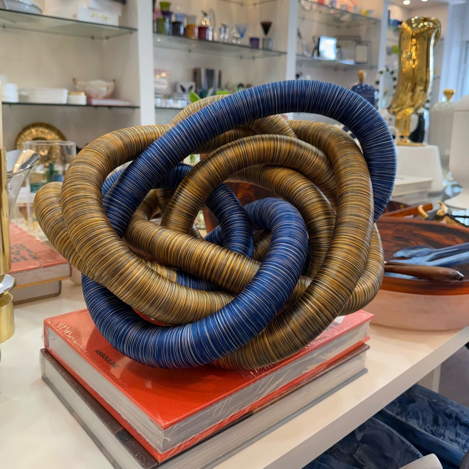 Fabric Knot - Blue / Brown?Large