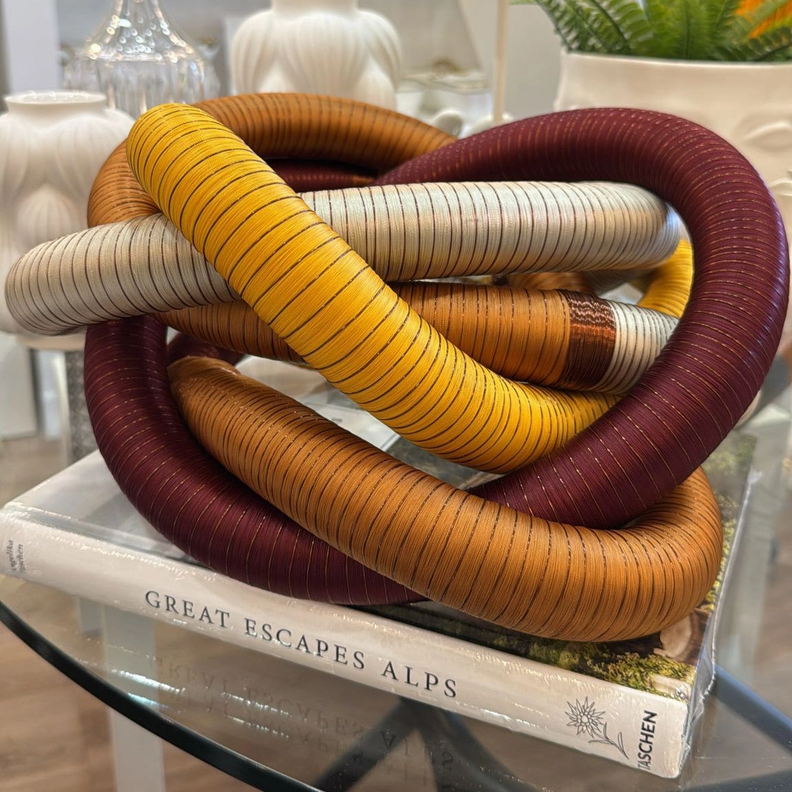 Fabric Knot - Brown / Yellow?/?Silver Large