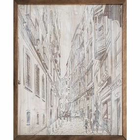 Faded Cityscape Wood Framed Print 