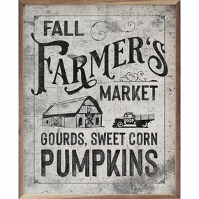 Fall Farmer's Market Border White Wood Framed Print 