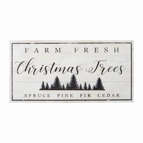 Farm Fresh Christmas Trees White Wood Print 
