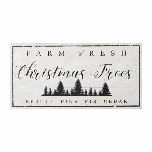Farm Fresh Christmas Trees White Wood Print 