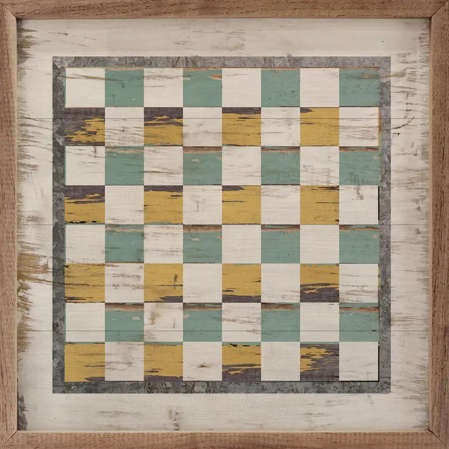 Farmhouse Checkers Wood Framed Print 