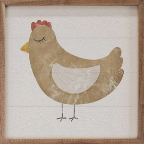 Farmland Chicken White Wood Framed Print 