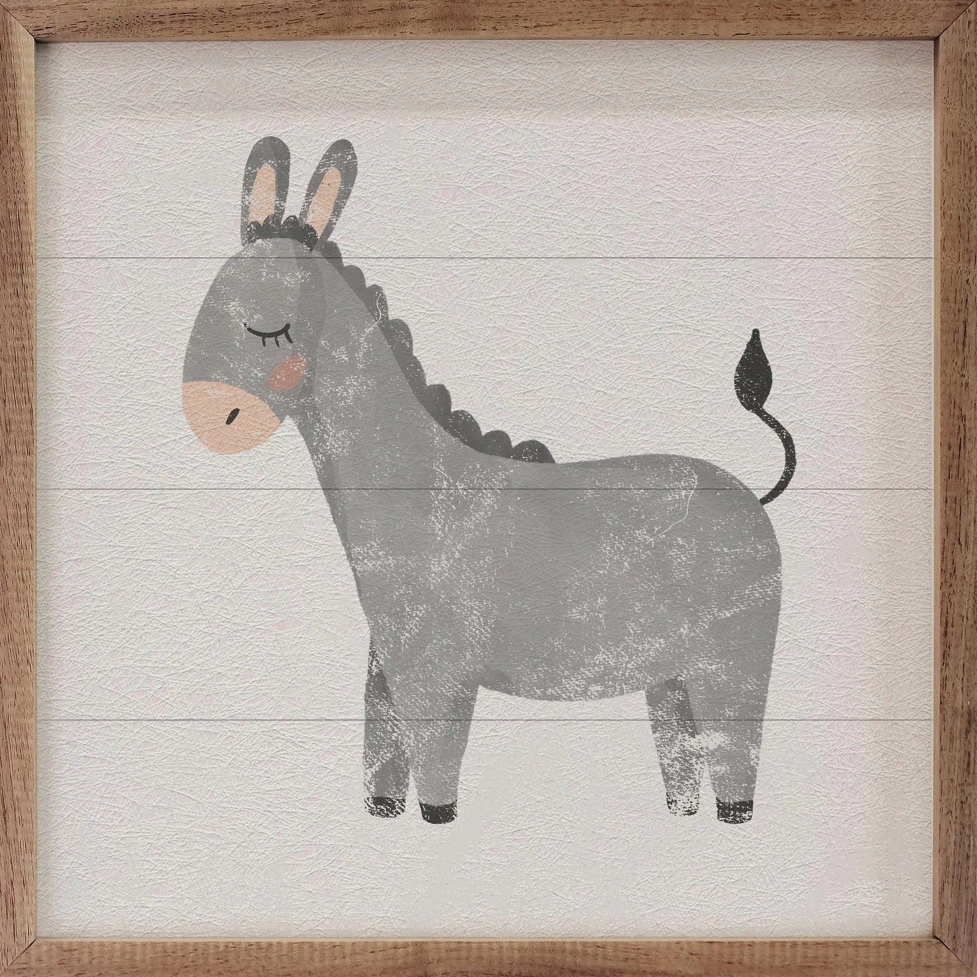 Farmland Donkey White White Wood Framed Print 