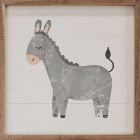 Farmland Donkey White White Wood Framed Print 