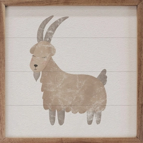 Farmland Goat White Wood Framed Print 