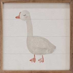 Farmland Goose White Wood Framed Print 