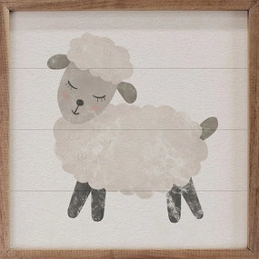 Farmland Sheep White Wood Framed Print 