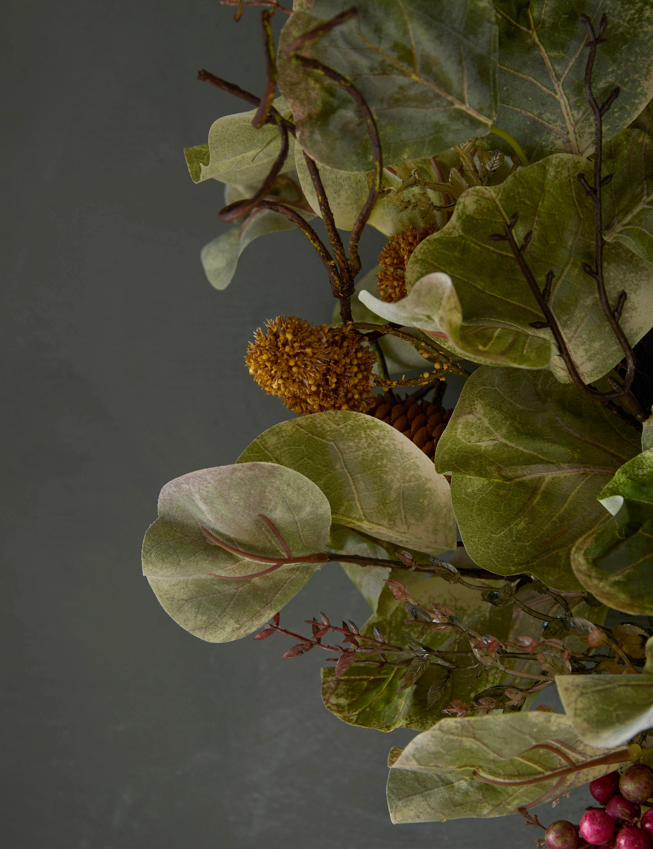 Faux Zanzibar Leaf with Berries Wreath