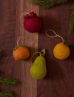 Felt Fruit Ornaments (Set of 4) by Sarah Sherman Samuel 