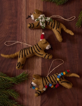 Felt Tiger Trio Ornaments (Set of 3) by Sarah Sherman Samuel 