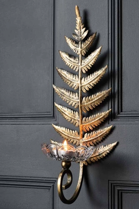 Fern Leaf Wall Sconce With Glass 