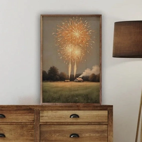 Fireworks On The Farm Wood Framed Print 