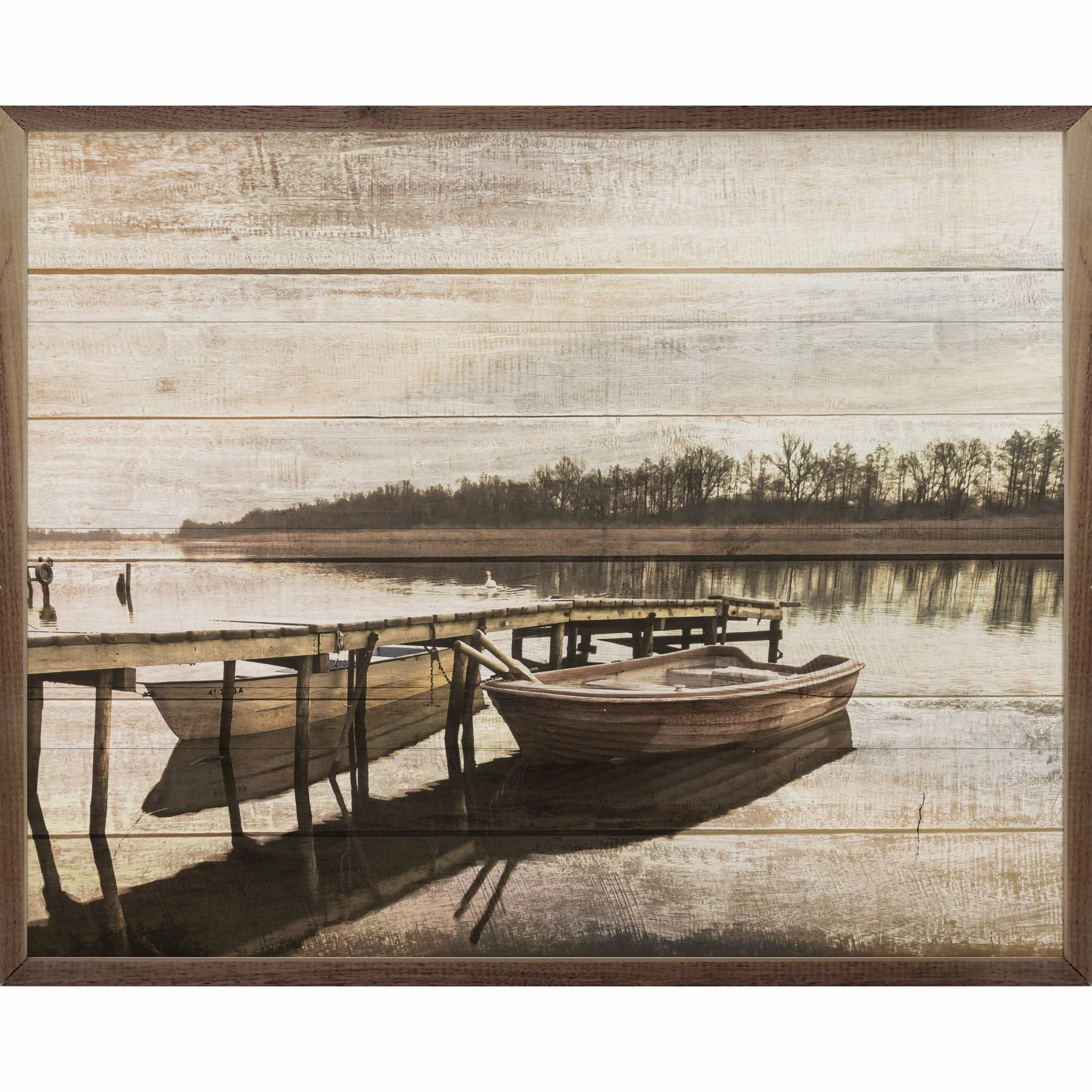 Fishing Boat At The Dock Wood Framed Print 