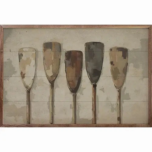 Five Vintage Boat Oars Wood Framed Print