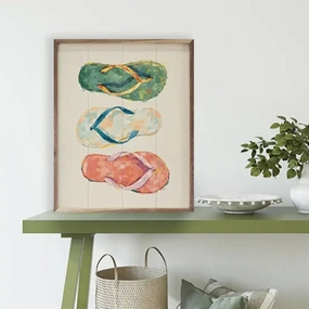 Flip Flops Colorful Wood Framed Print 