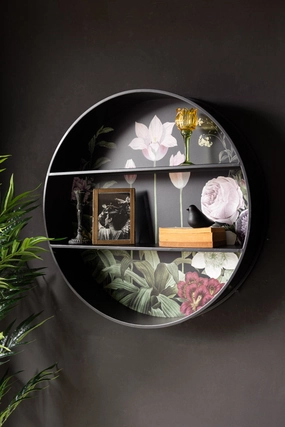 Floral & Black Metal Display Shelves 