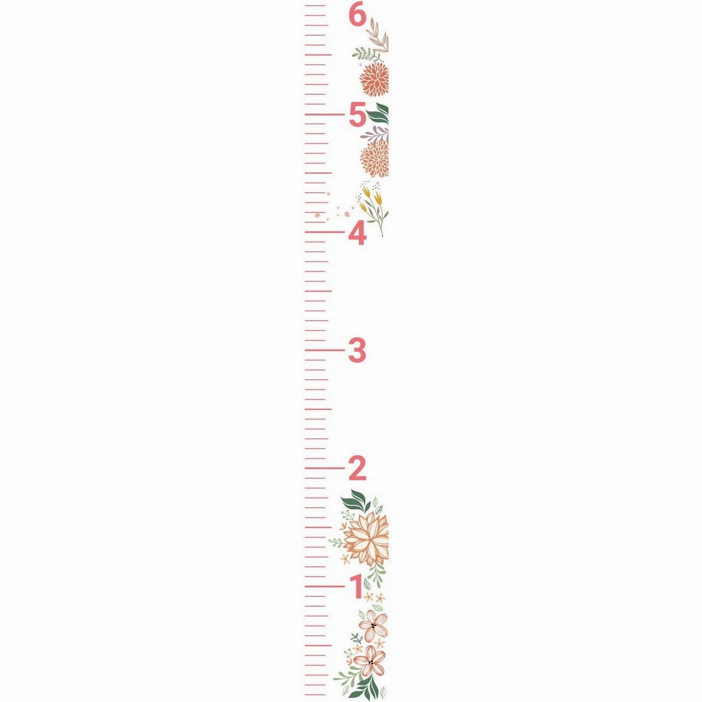 Floral Wood Wall Ruler 