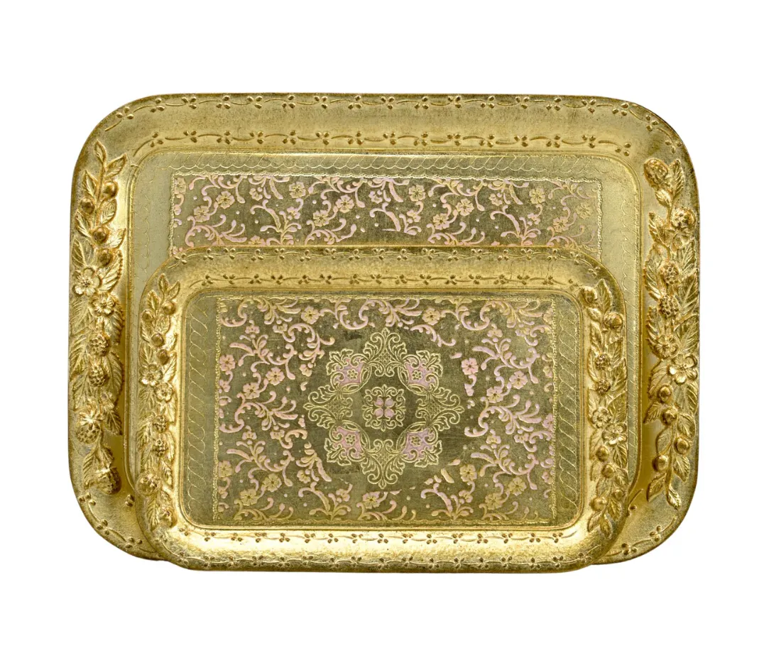 Florentine Wood Rectangle Berry and Botanical Tray 
