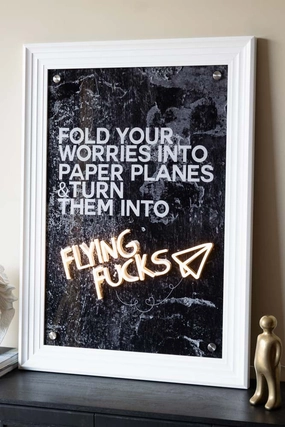 Flying Fuck Framed Neon Wall Light - Available in Two Options 