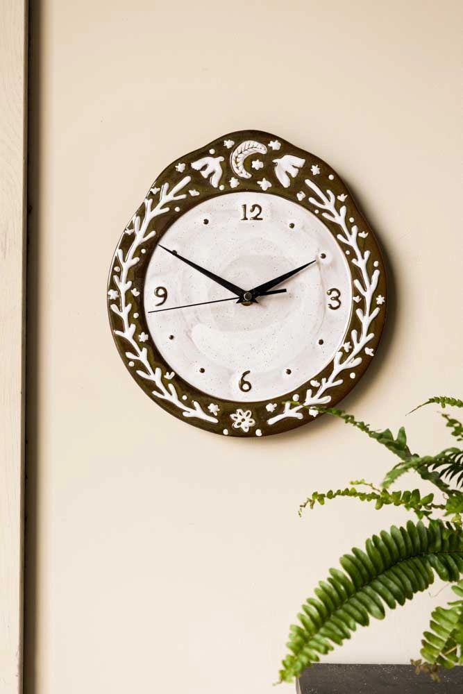 Folk Birds Ceramic Clock