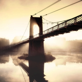 Footbridge in the Setting Sun 