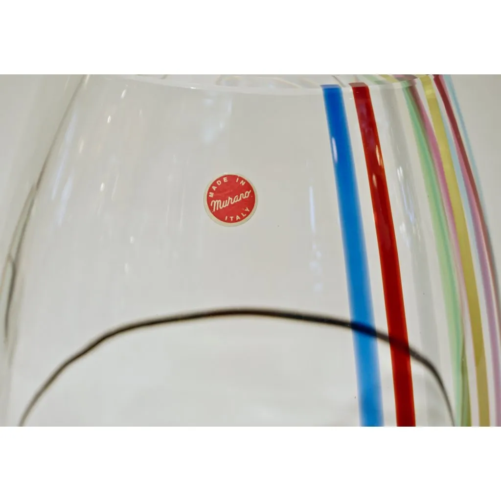Formia 1970 Italian Tall Yellow Green Red Blue Crystal Murano Glass Pop Art Vase