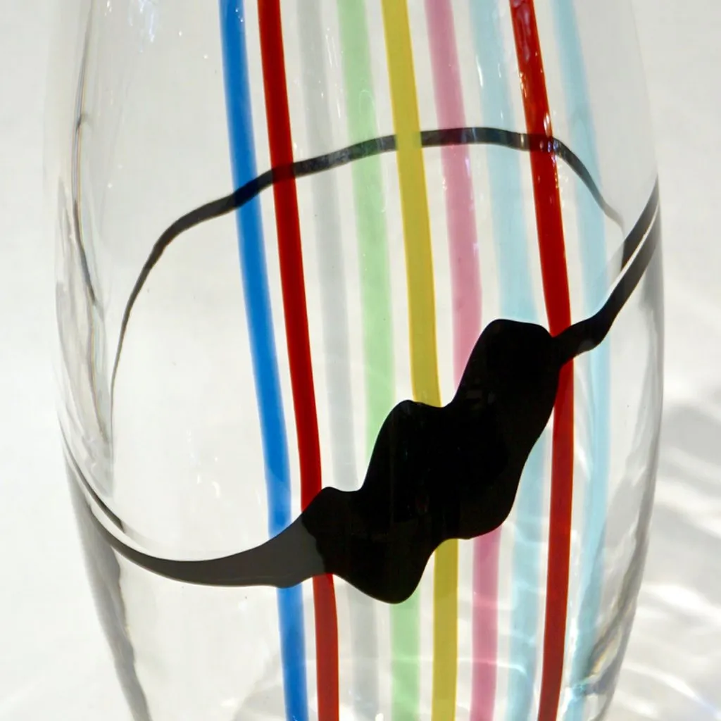 Formia 1970 Italian Tall Yellow Green Red Blue Crystal Murano Glass Pop Art Vase