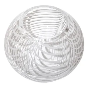 Formia 1970s Modern Italian Crystal Murano Glass Bowl with White Swags 