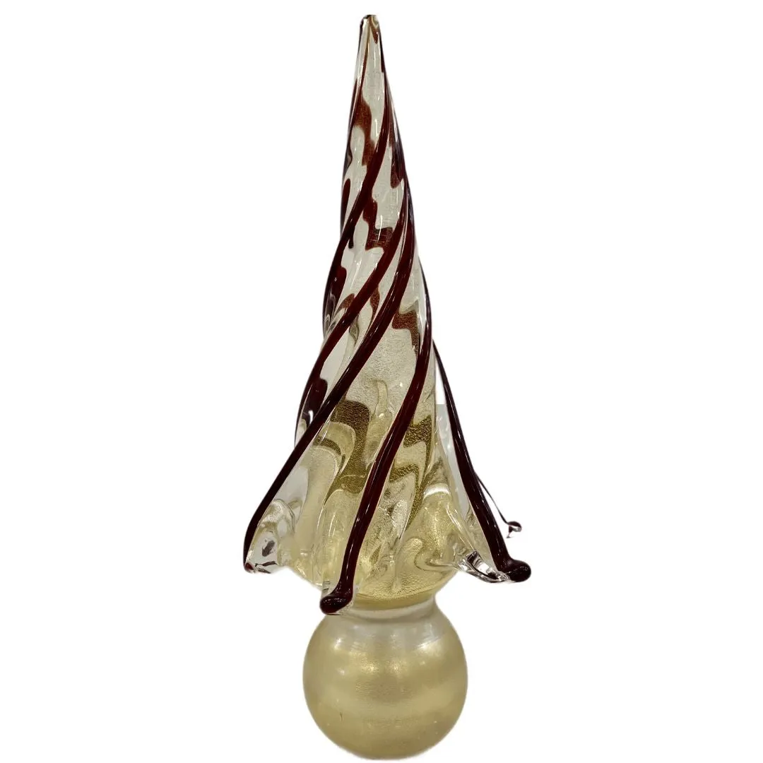 Formia Italian Vintage Wine Red Gold Murano Glass Christmas Tree Sculpture 