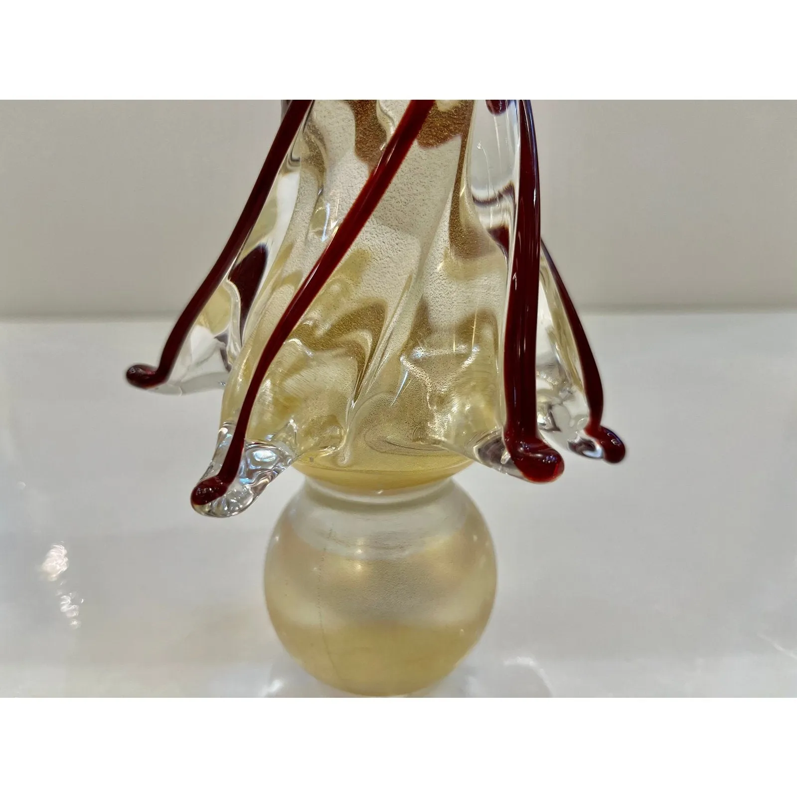 Formia Italian Vintage Wine Red Gold Murano Glass Christmas Tree Sculpture