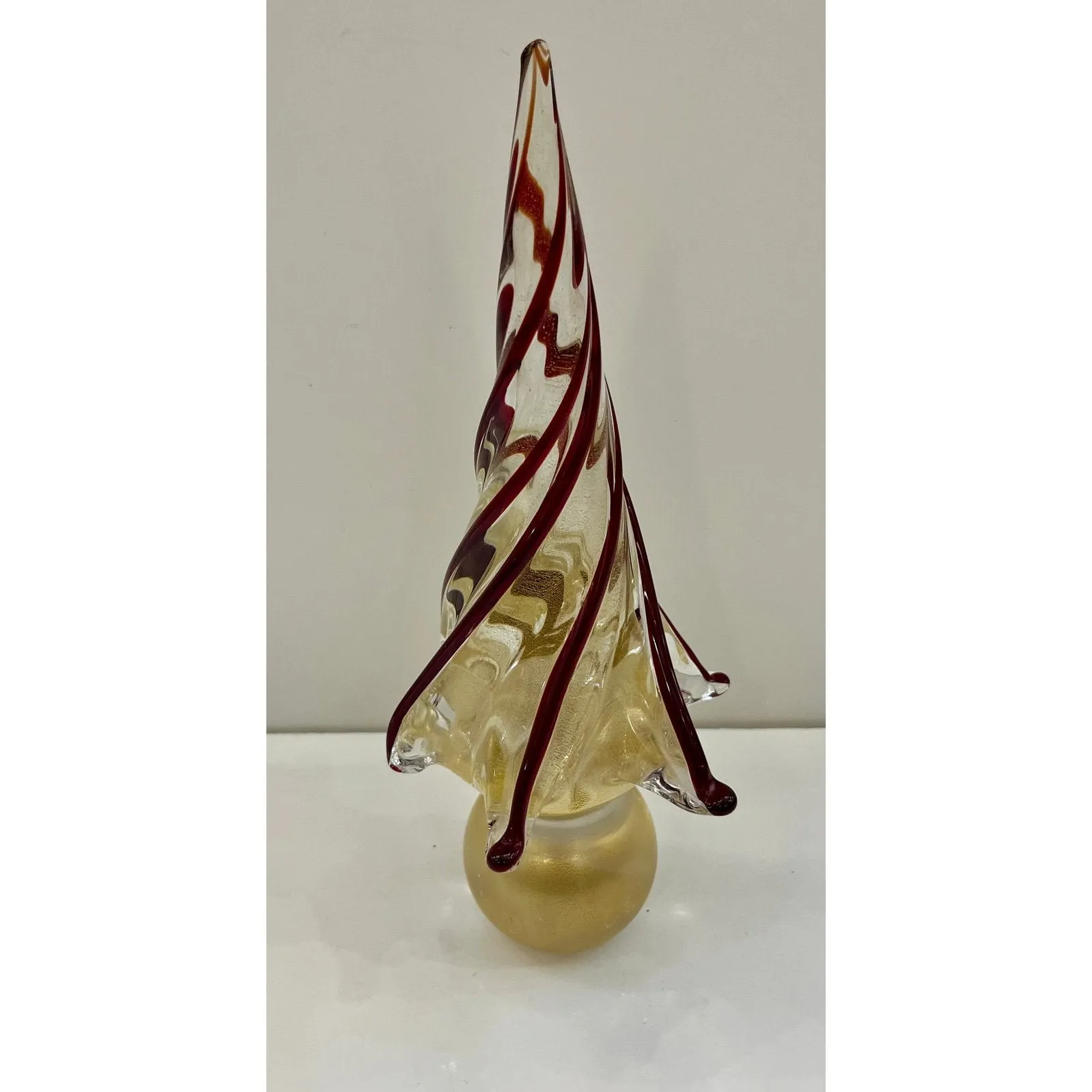 Formia Italian Vintage Wine Red Gold Murano Glass Christmas Tree Sculpture