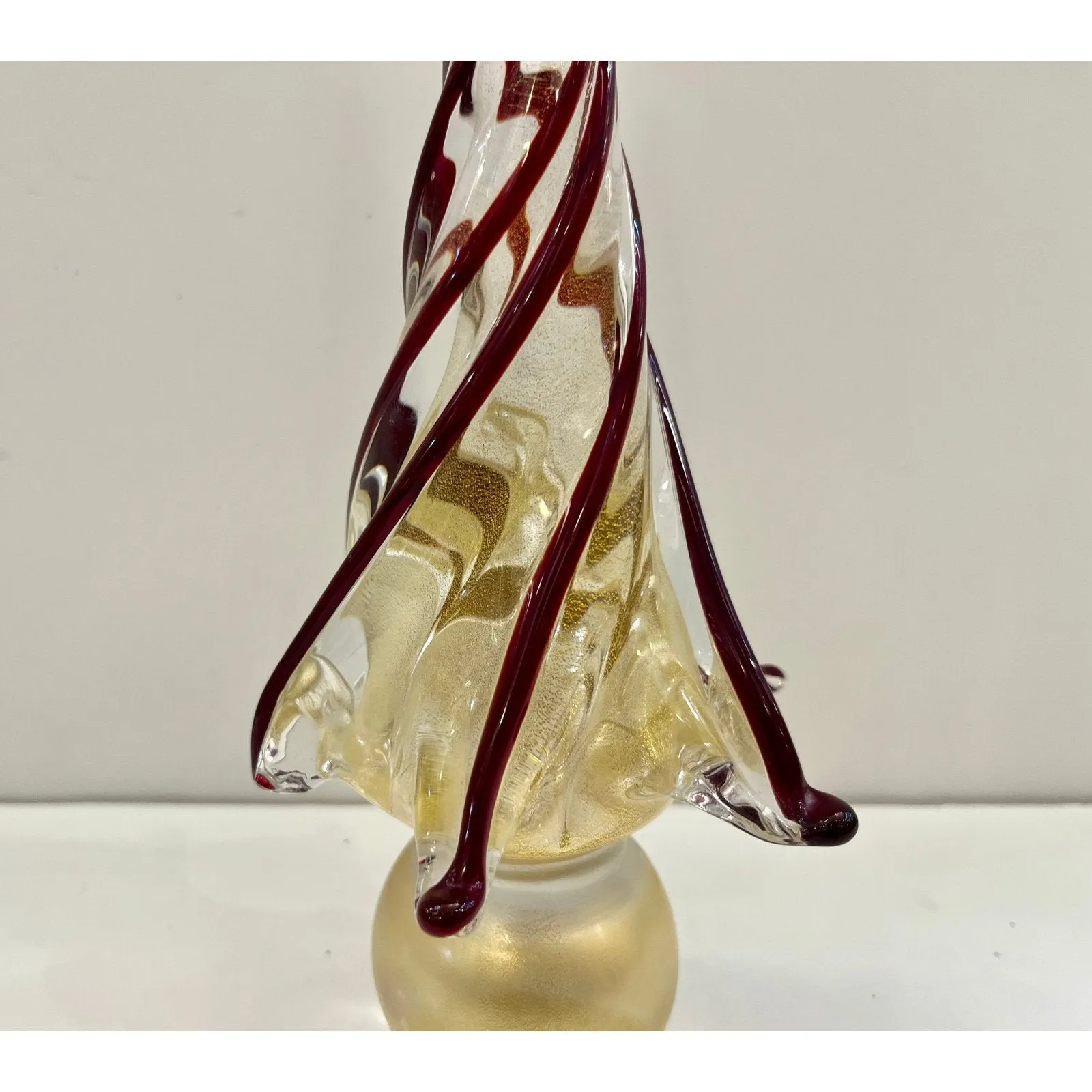 Formia Italian Vintage Wine Red Gold Murano Glass Christmas Tree Sculpture