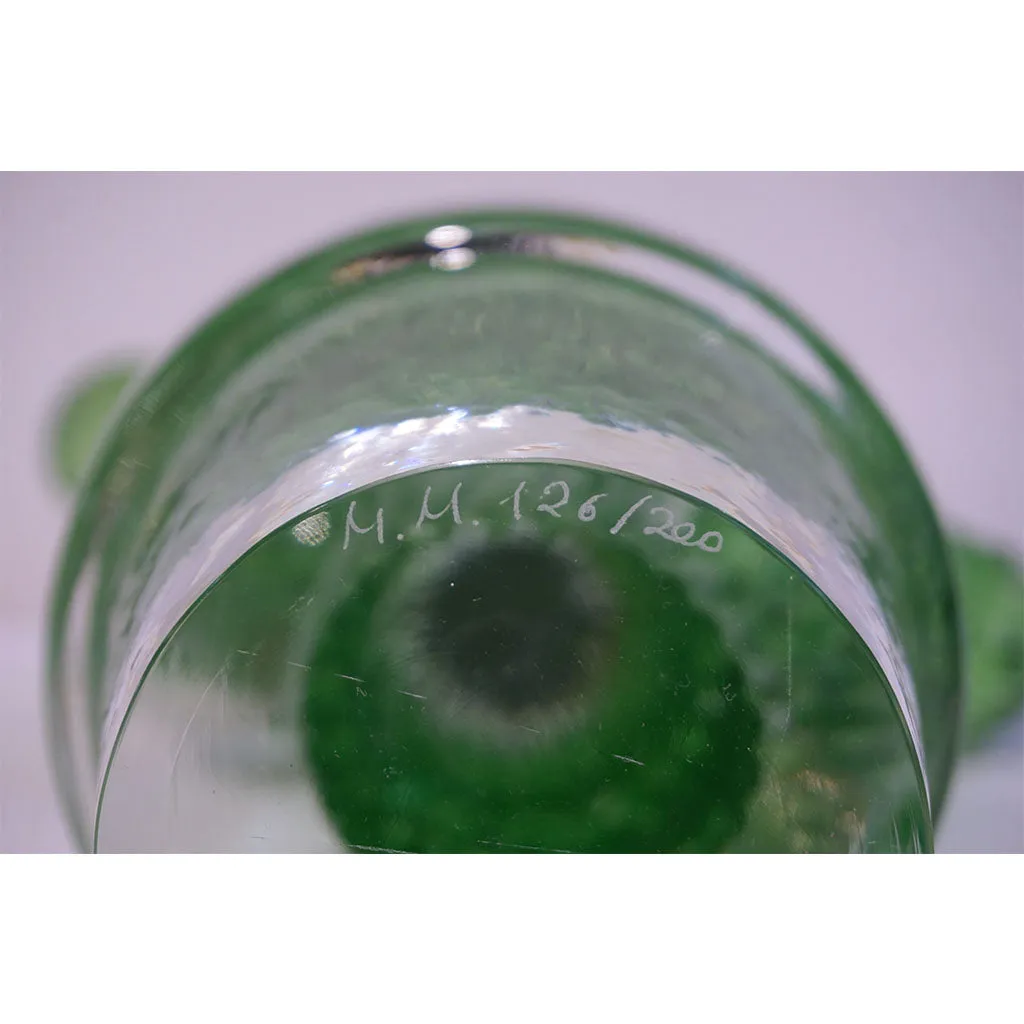 Formia Marta Marzotto Vintage Green Murano Glass Black Flower Cactus