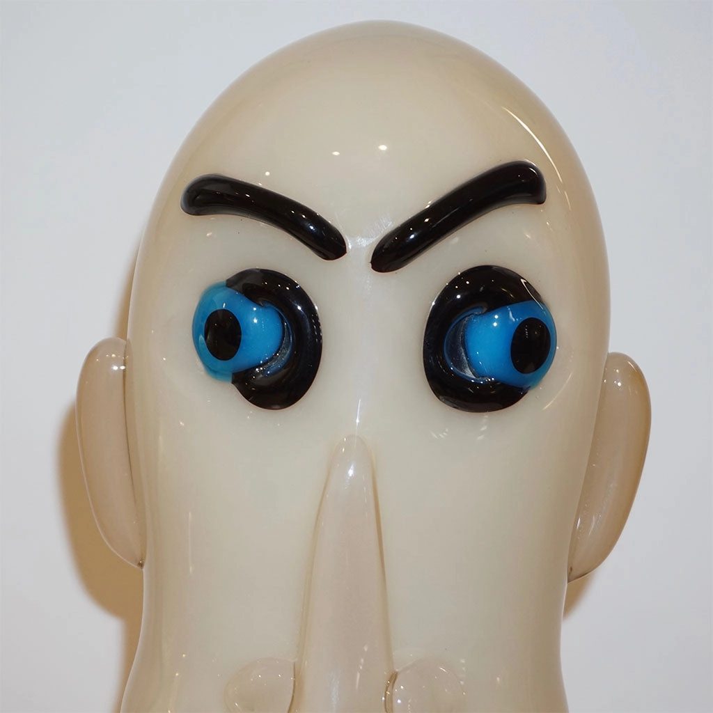 Formia 1980s Modern Italian Comic Ivory Glass Head Sculpture