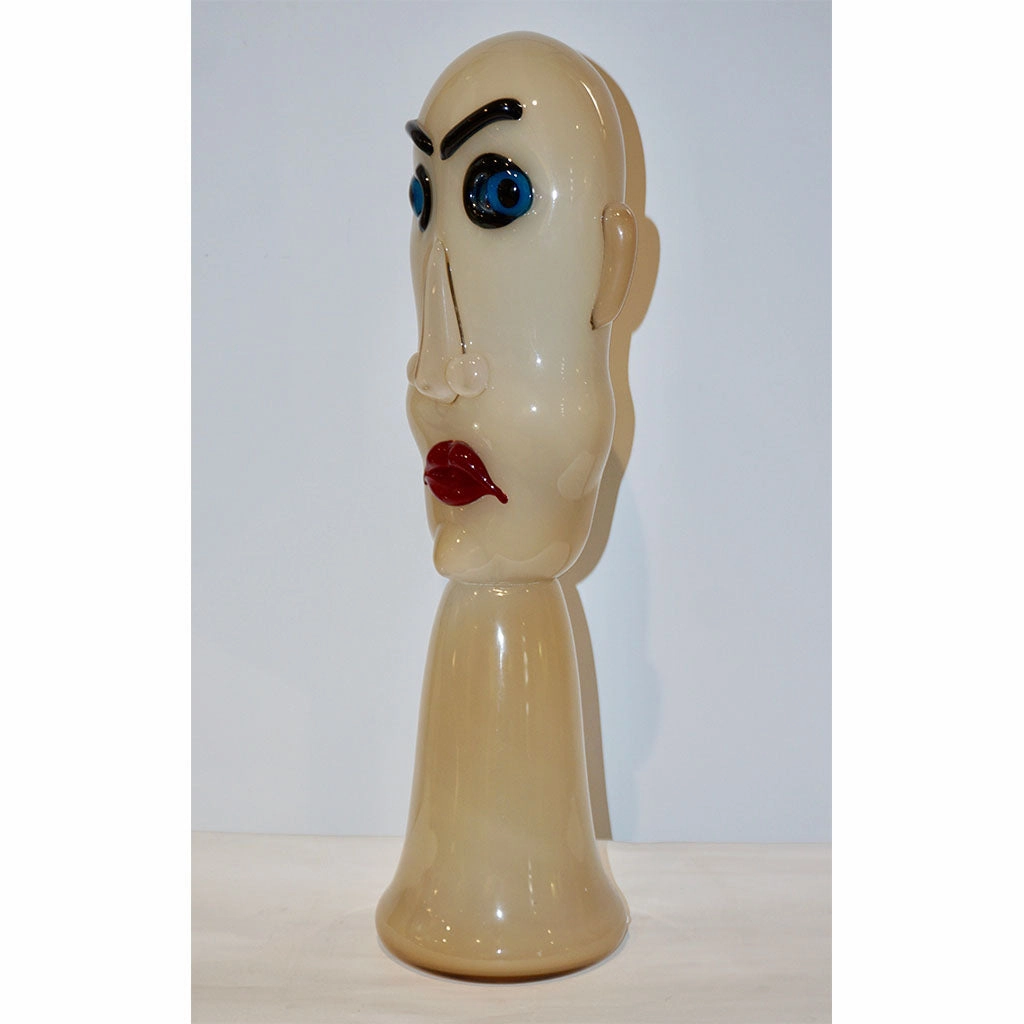 Formia 1980s Modern Italian Comic Ivory Glass Head Sculpture