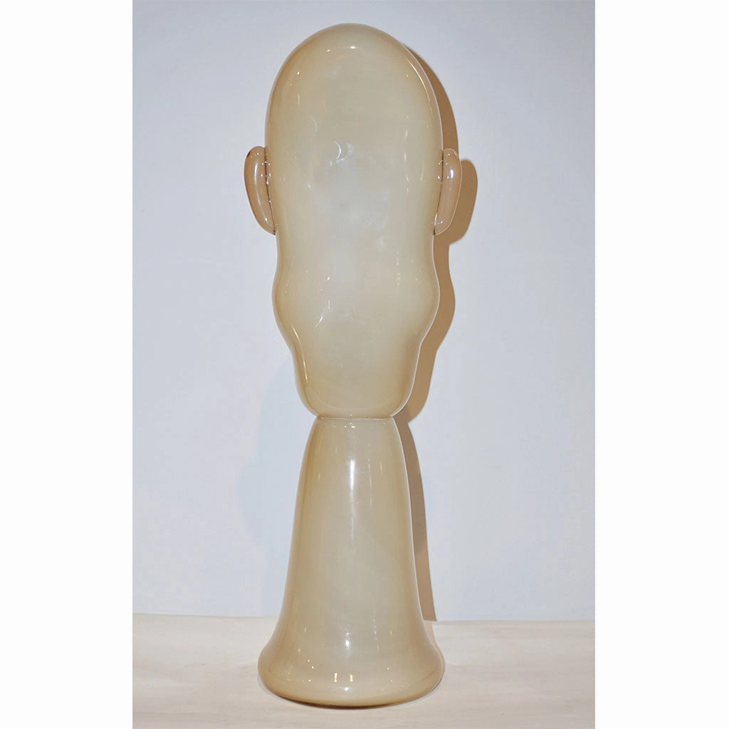 Formia 1980s Modern Italian Comic Ivory Glass Head Sculpture