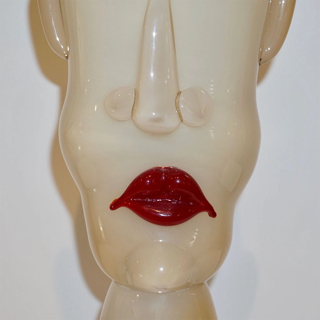 Formia 1980s Modern Italian Comic Ivory Glass Head Sculpture
