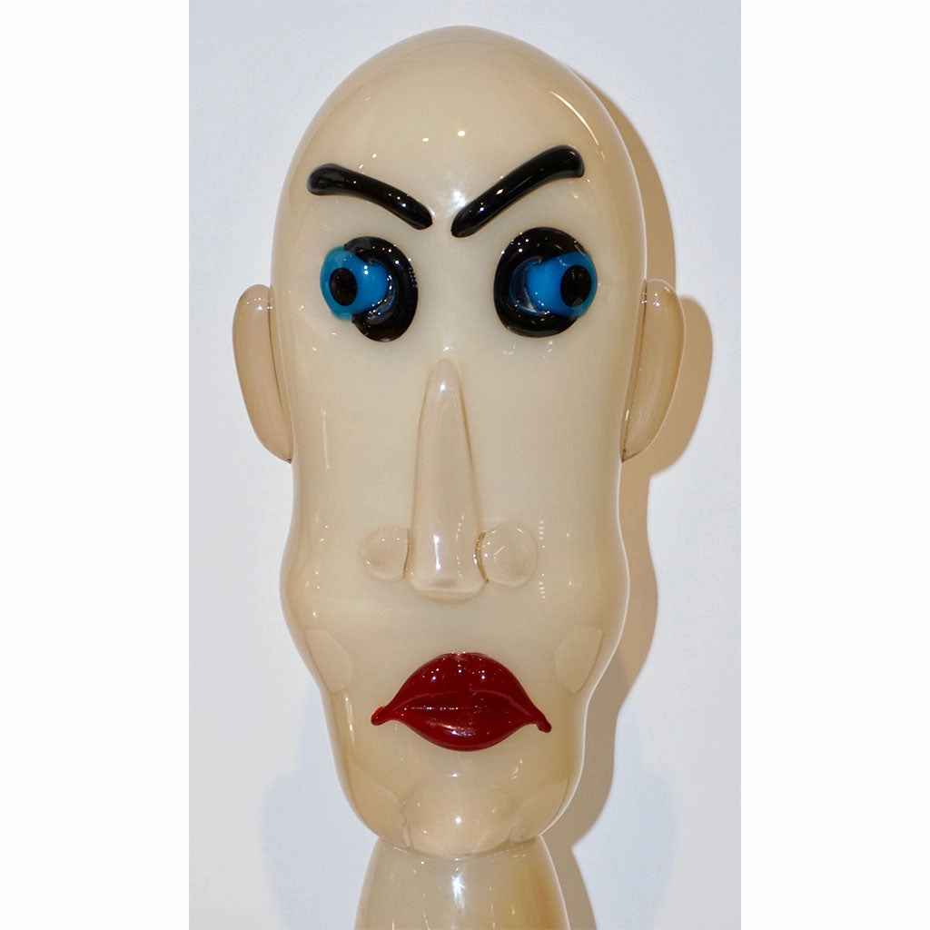 Formia 1980s Modern Italian Comic Ivory Glass Head Sculpture